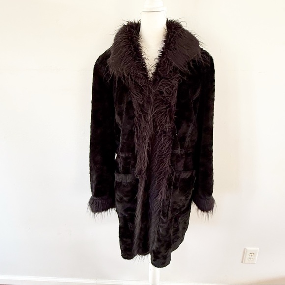 Vintage Jackets & Blazers - Vintage Y2K Penny Lane Fur Coat Large Whimsigoth Fairy Woodland Goth Witchy Dark